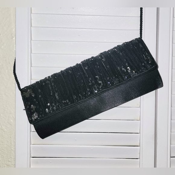 Target Bags Target Black Satin Sequins 12 4 12 In Crossbody Evening